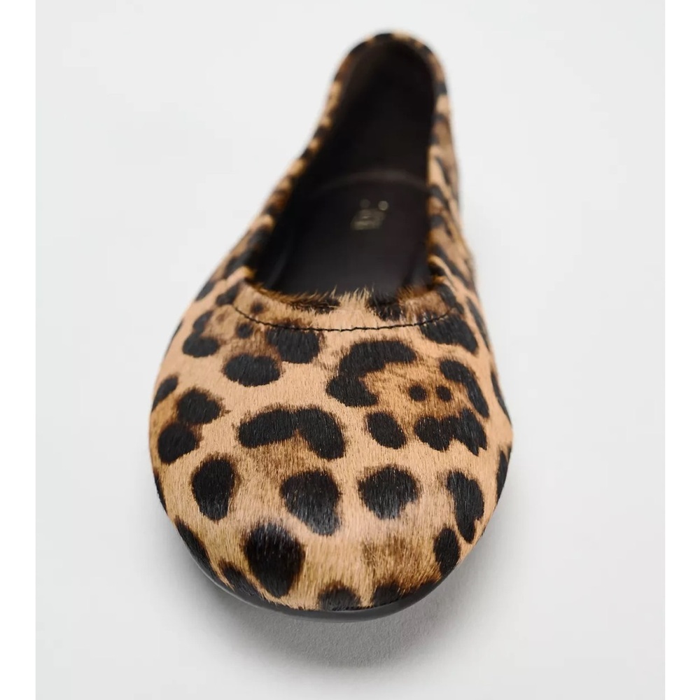 ANIMAL PRINT LEATHER BALLET FLATS - LEOPARD CHEETAH SHOES - 100% GENUINE LEATHER - Picture 3 of 6